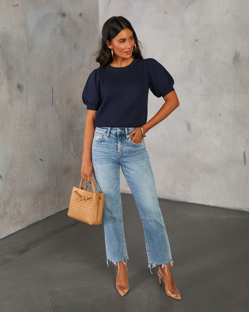 Livia Puff Sleeve Knit Sweater Top - Image 17