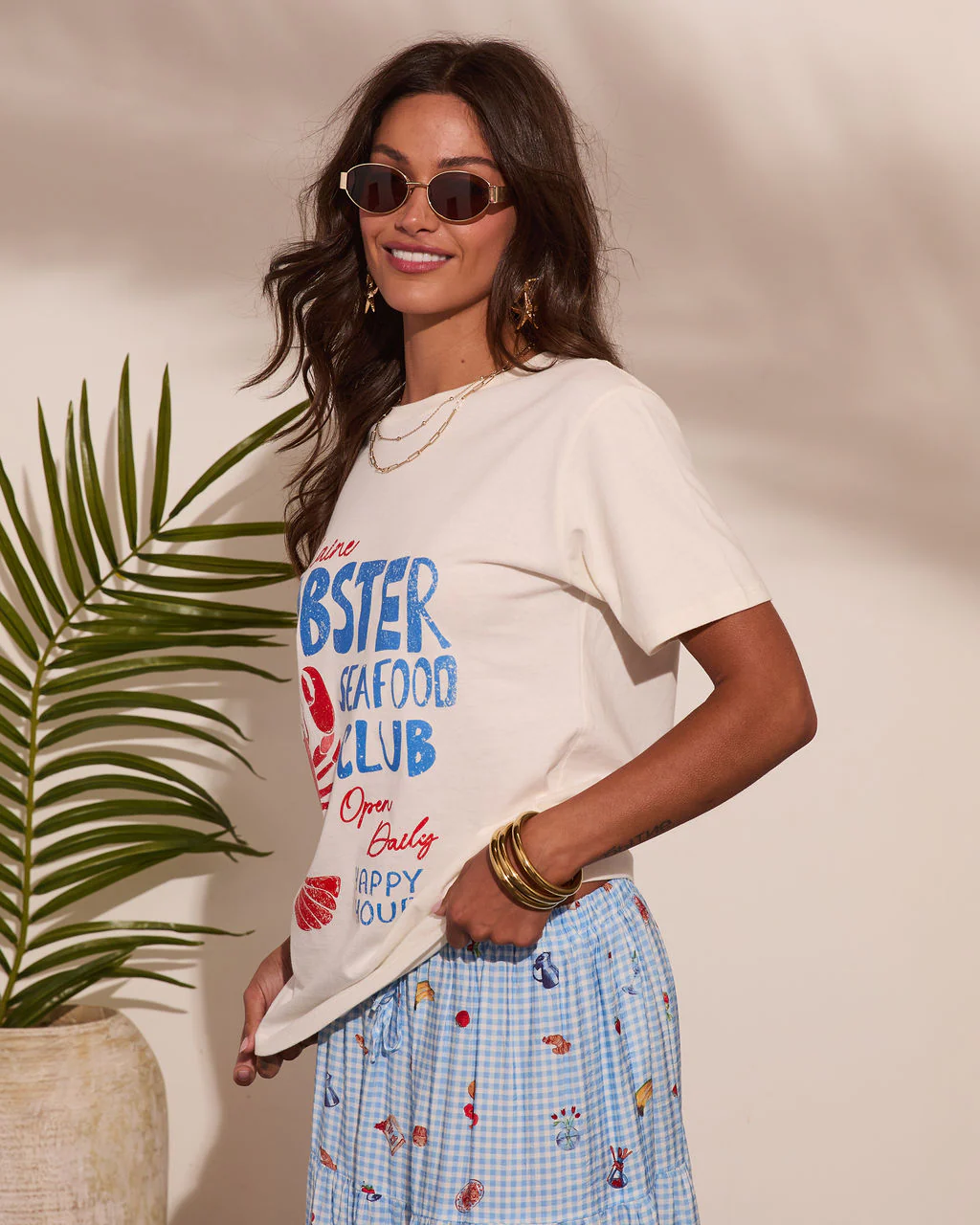 Lobster Seafood Club Cotton Graphic Short Sleeve Tee - Image 3