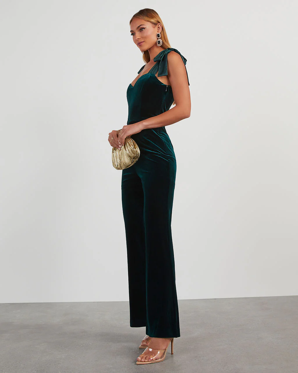 Logan Velvet Shoulder Tie Jumpsuit - Image 3