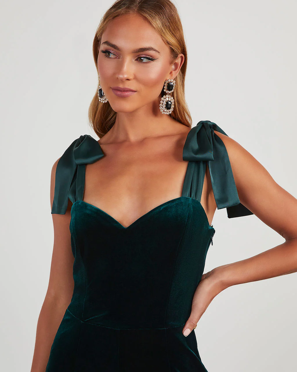 Logan Velvet Shoulder Tie Jumpsuit - Image 5