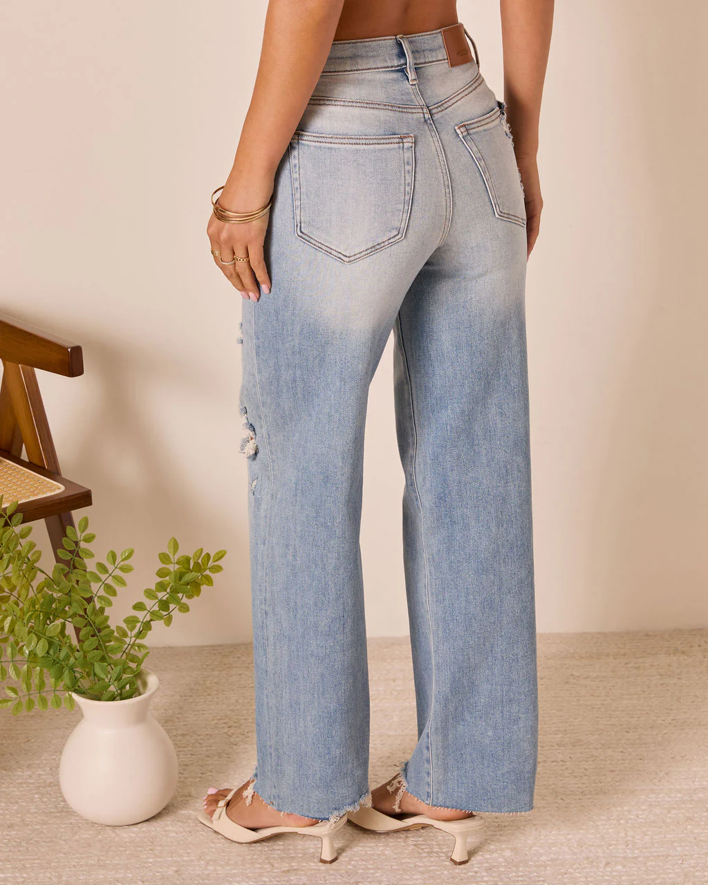 Lohan Super Stretch High Rise Distressed Relaxed Denim - Image 4