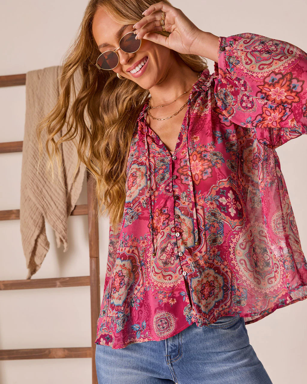 Tide Folk Peasant Boho Top - Image 5