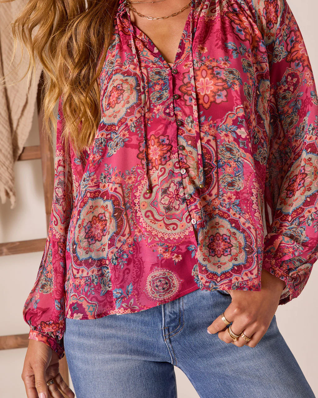 Tide Folk Peasant Boho Top - Image 6