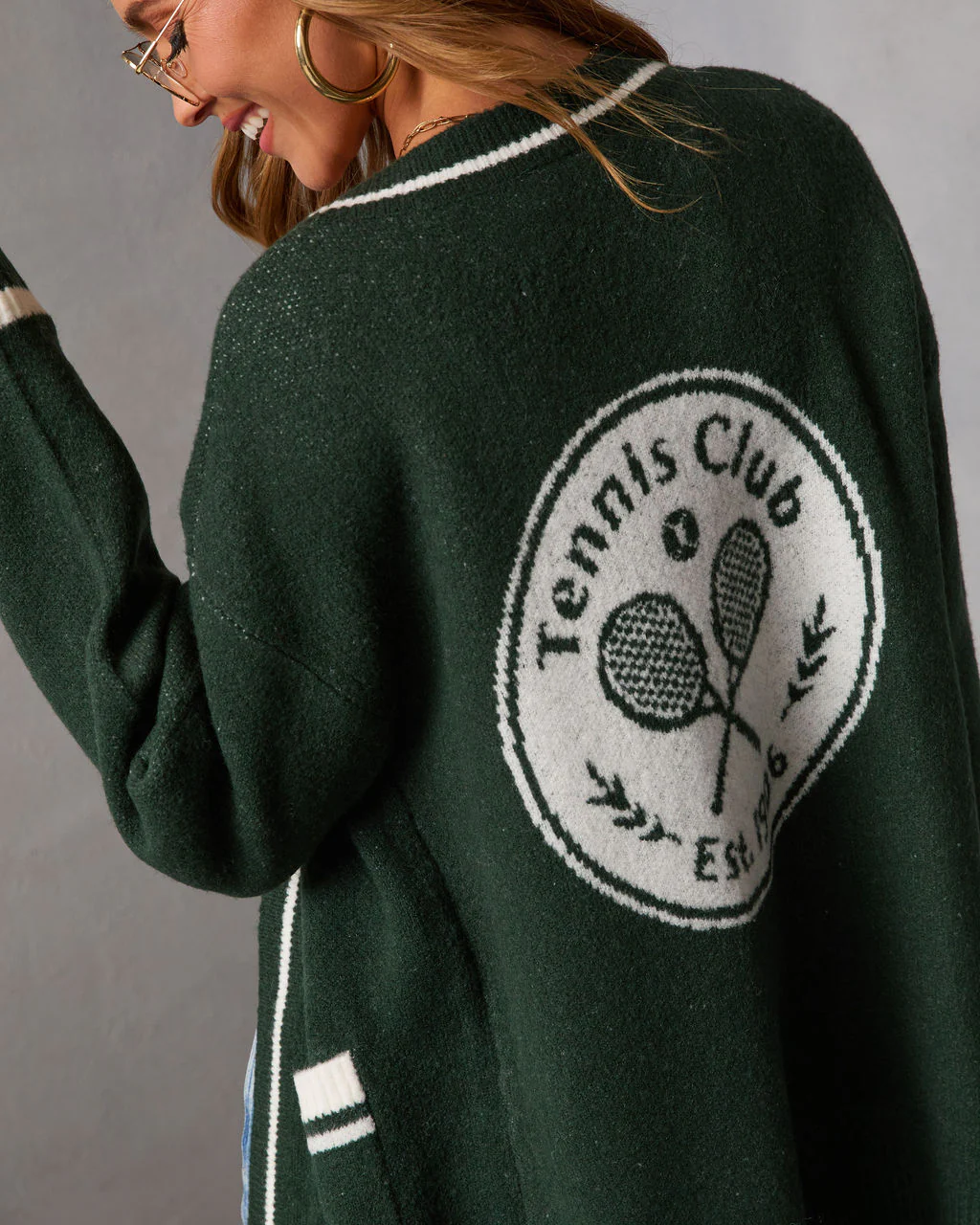 Tennis Club Graphic Knit Cardigan - Image 6