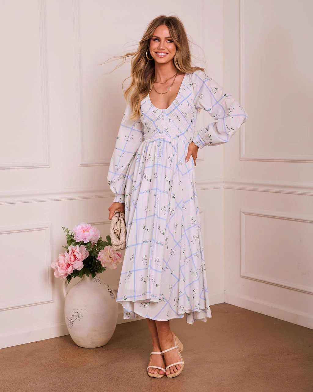 Wildlight Muse Floral Plaid Maxi Dress - Image 6