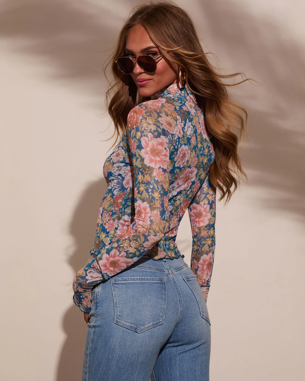 Janey Mesh Mock Neck Top - Image 4