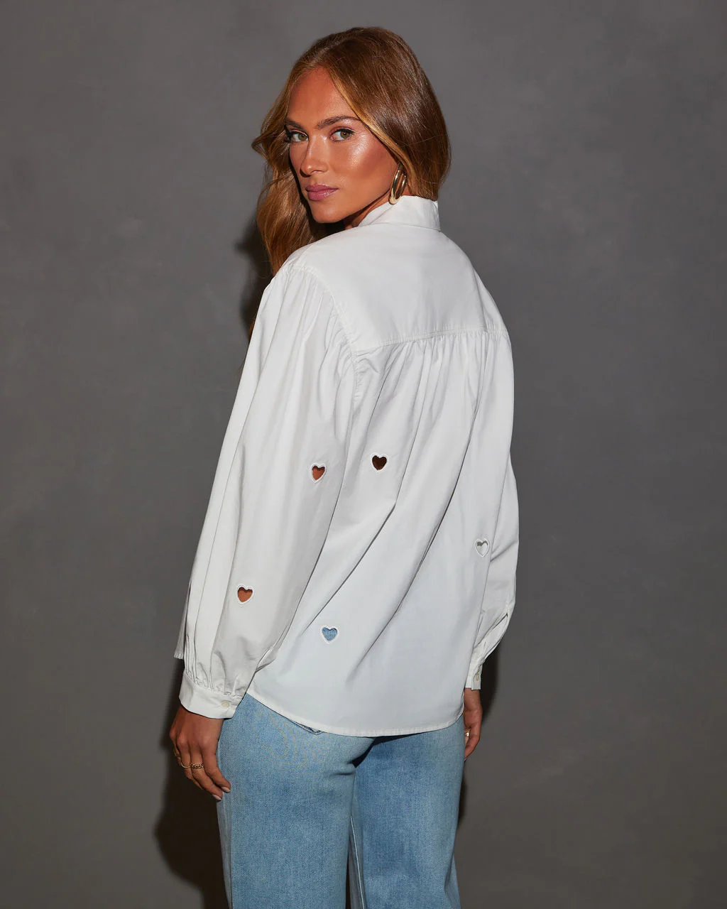 Lovers Muse Cut-Out Heart Poplin Shirt - Image 3