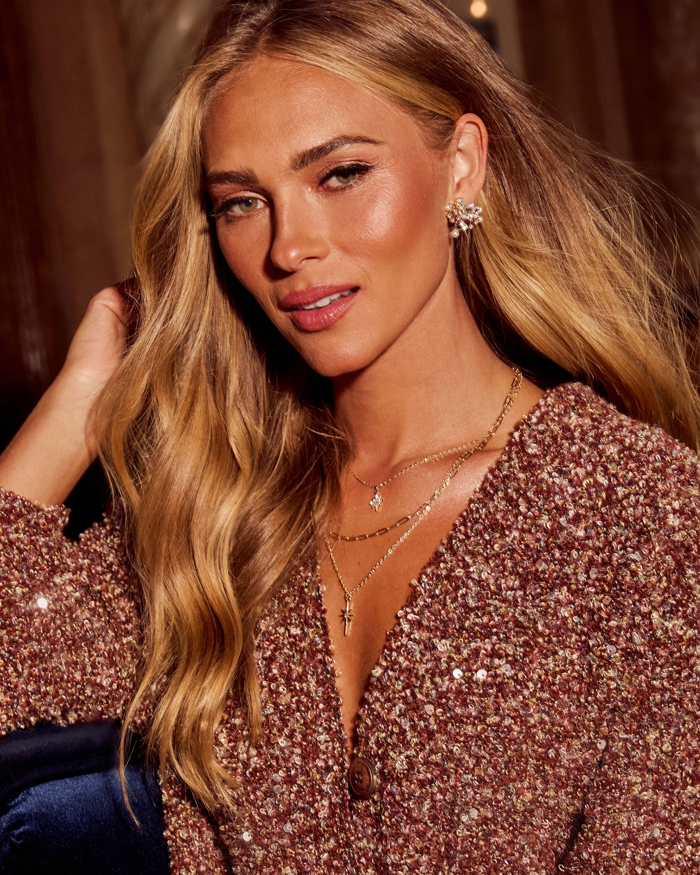 Look Again Rhinestone And Pearl Stud Earrings - Image 3
