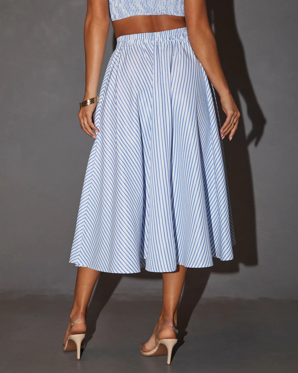 Lorie High Waisted Striped Midi Skirt - Image 6