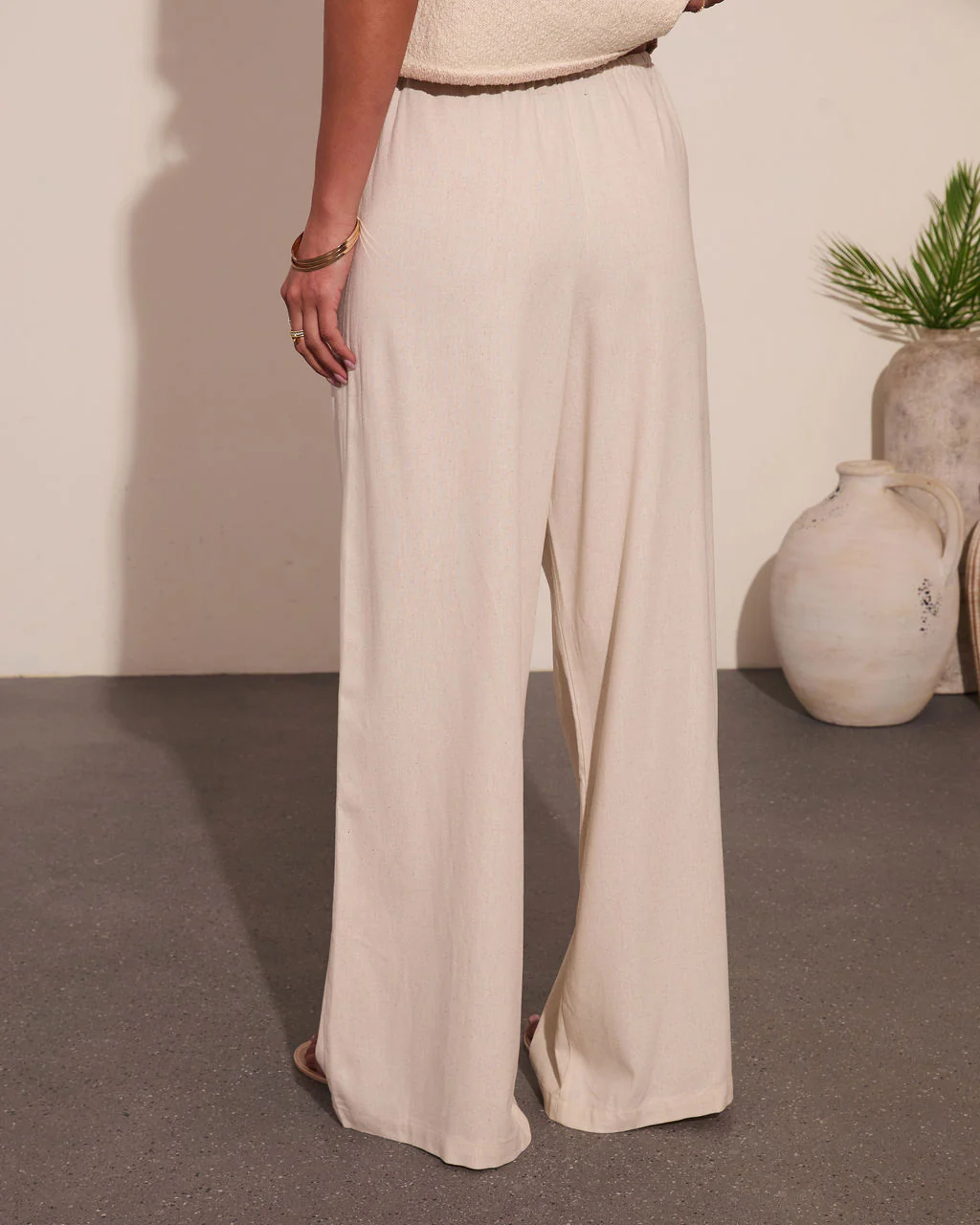 Loriela Drawstring Wide Leg Linen Blend Pants - Image 4