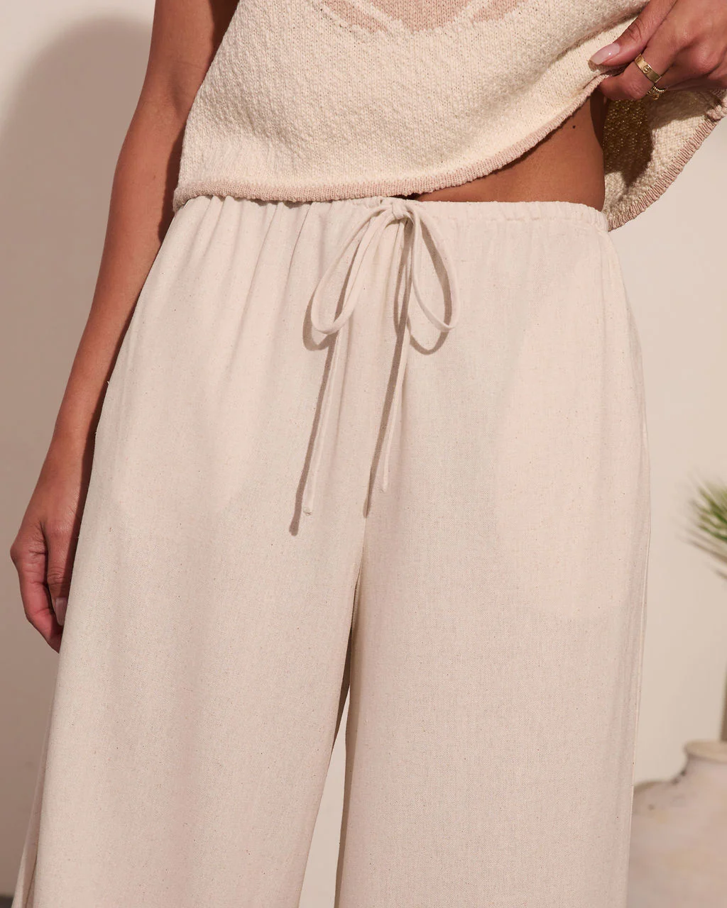 Loriela Drawstring Wide Leg Linen Blend Pants - Image 6