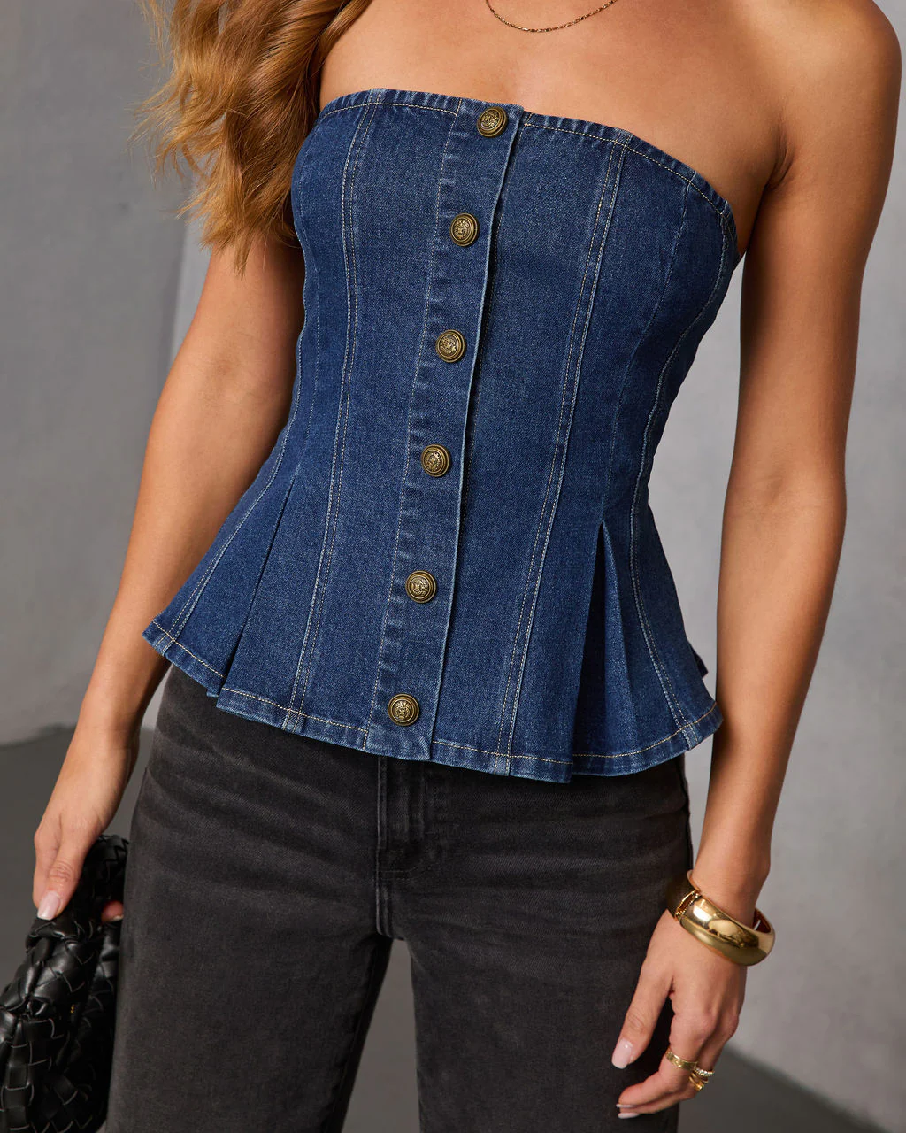 Louisa Strapless Denim Top - Image 5