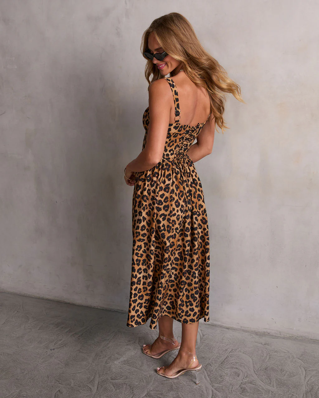 Louna Leopard Fit And Flare Midi Dress - Image 4