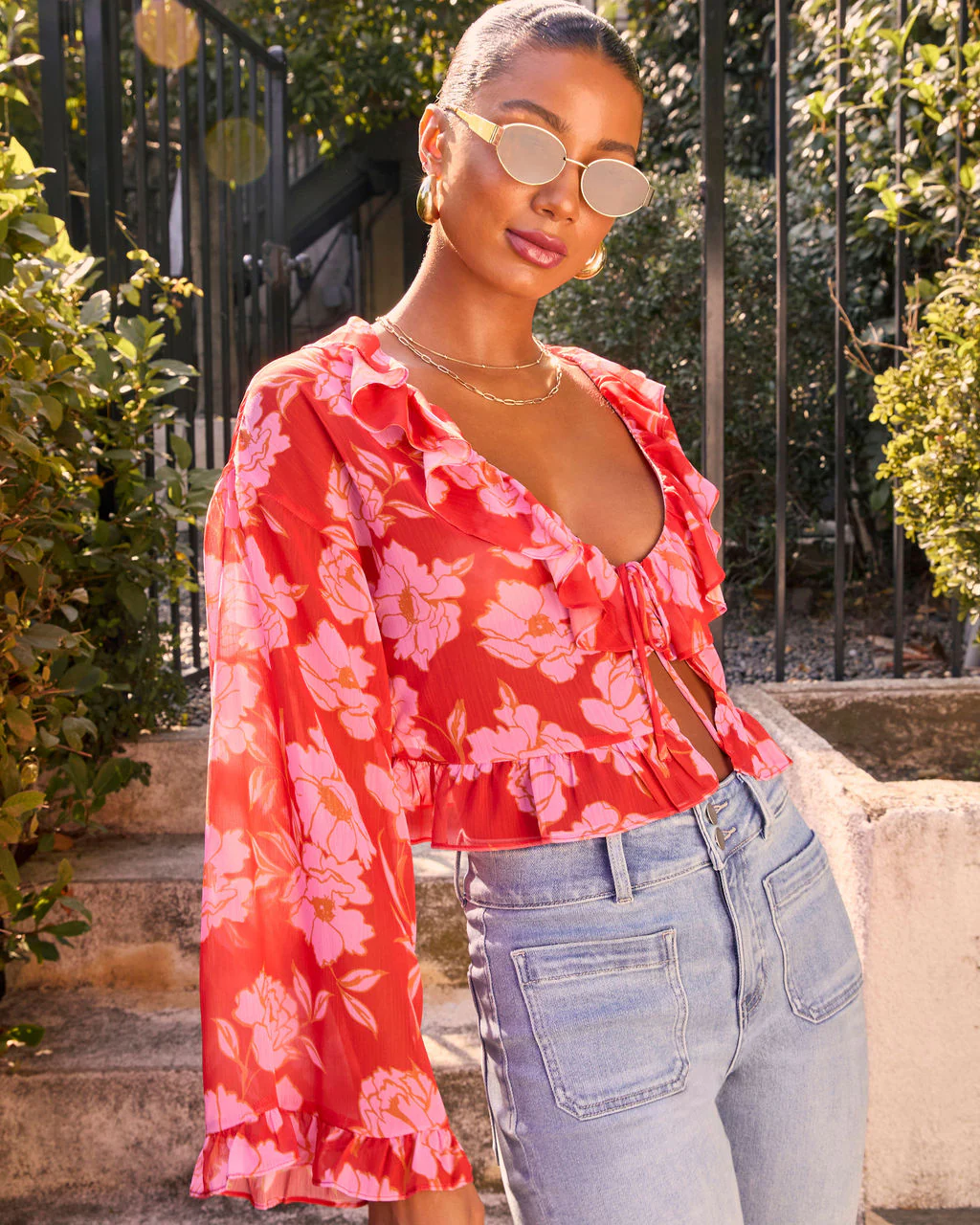 Lovers Bloom Floral Ruffle Blouse - Image 3