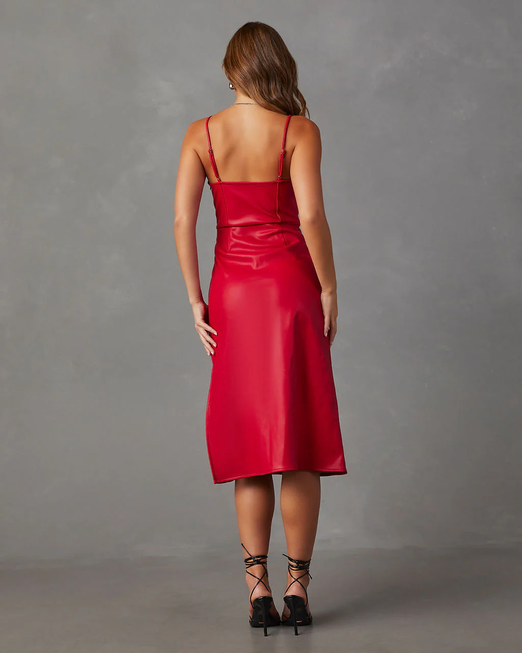 Lovette Faux Leather Midi Dress - Image 10