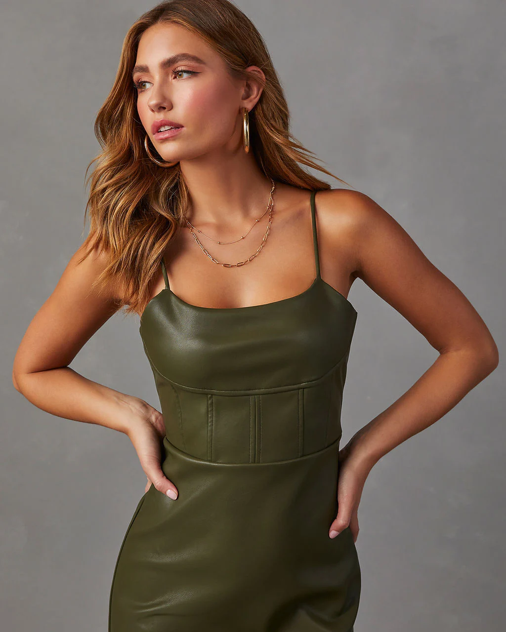 Lovette Faux Leather Midi Dress - Image 14