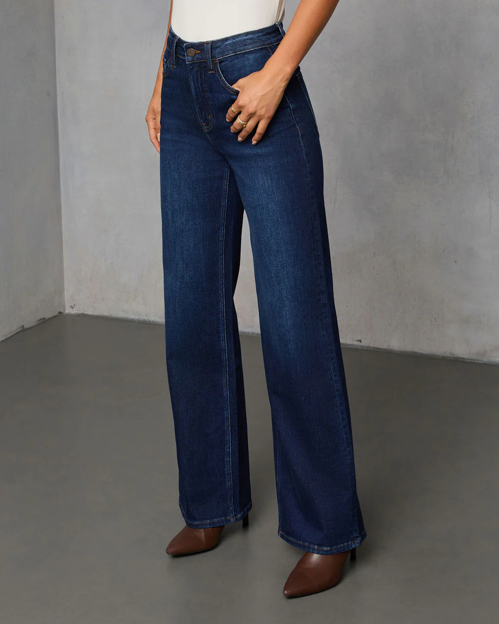 Lowland Stretch High Rise Relaxed Wide Leg Jeans - Image 3