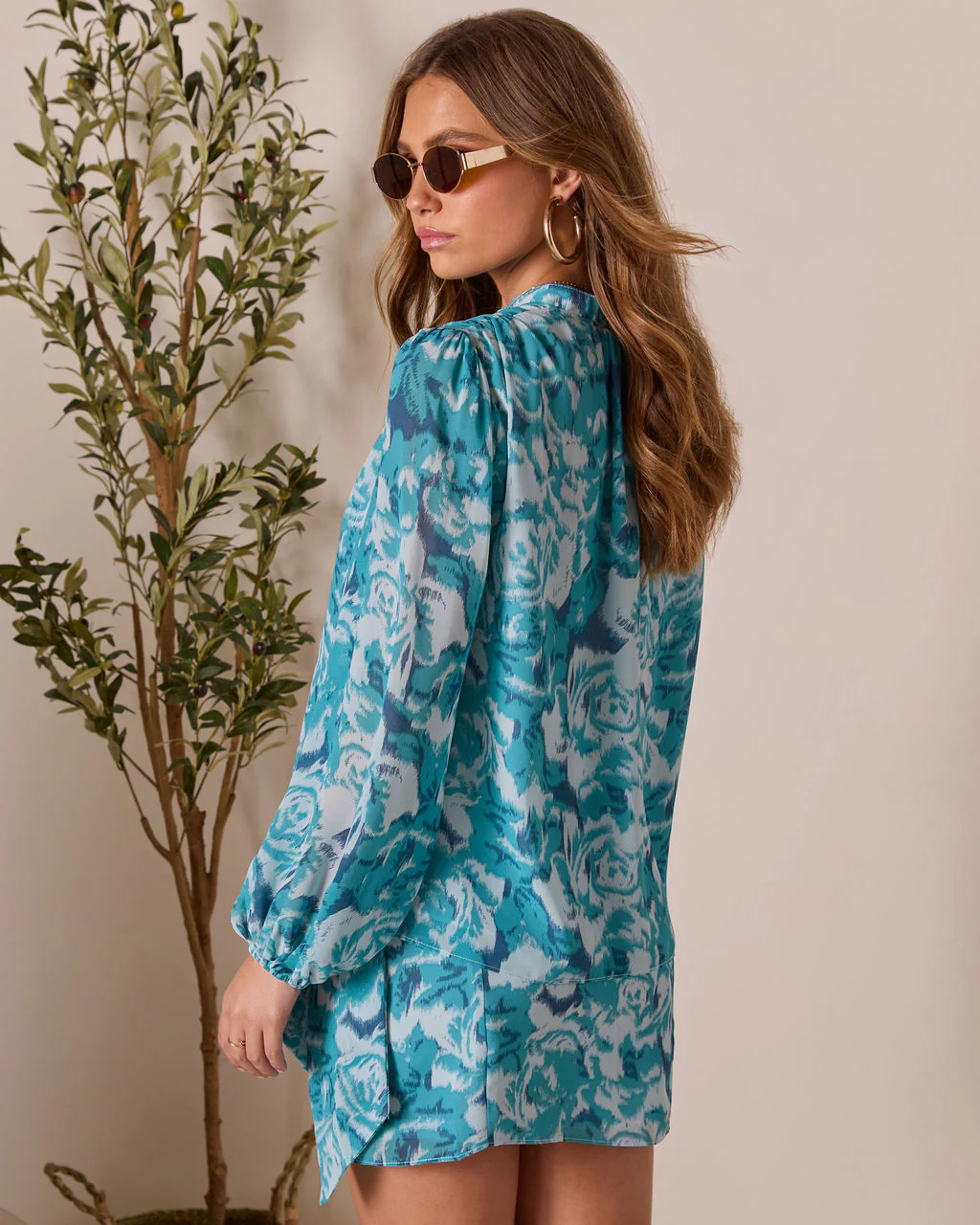 Sangria Sunrise Bishop Sleeve Button Down Top - Image 10