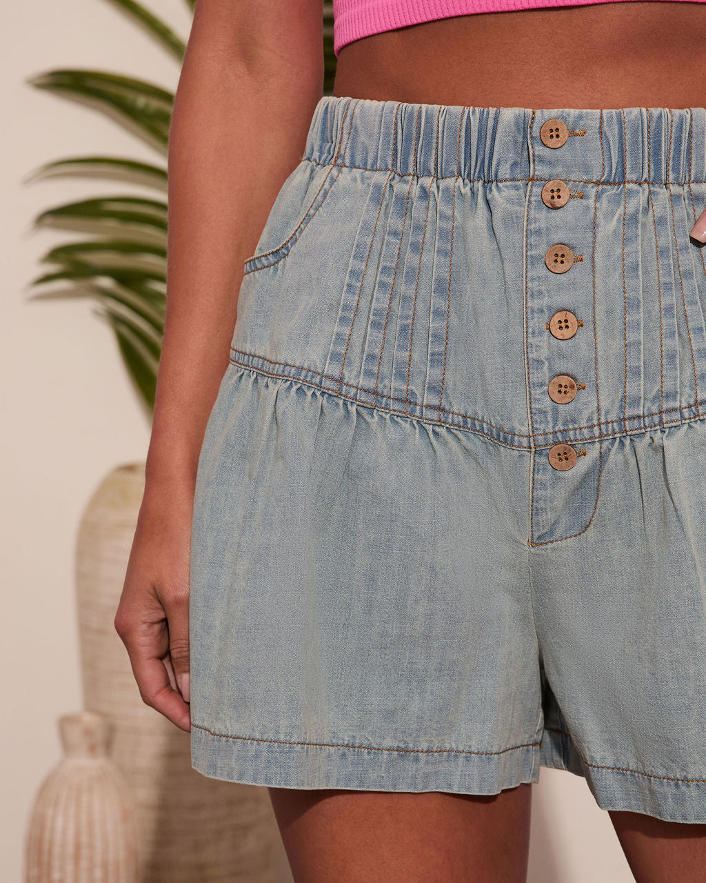 Lumara Pleated High Rise Denim Shorts - Image 6