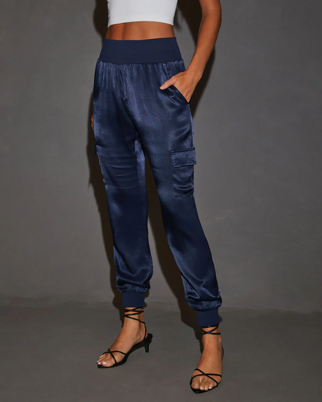 Luxe Look Satin Pocketed Joggers - Image 19