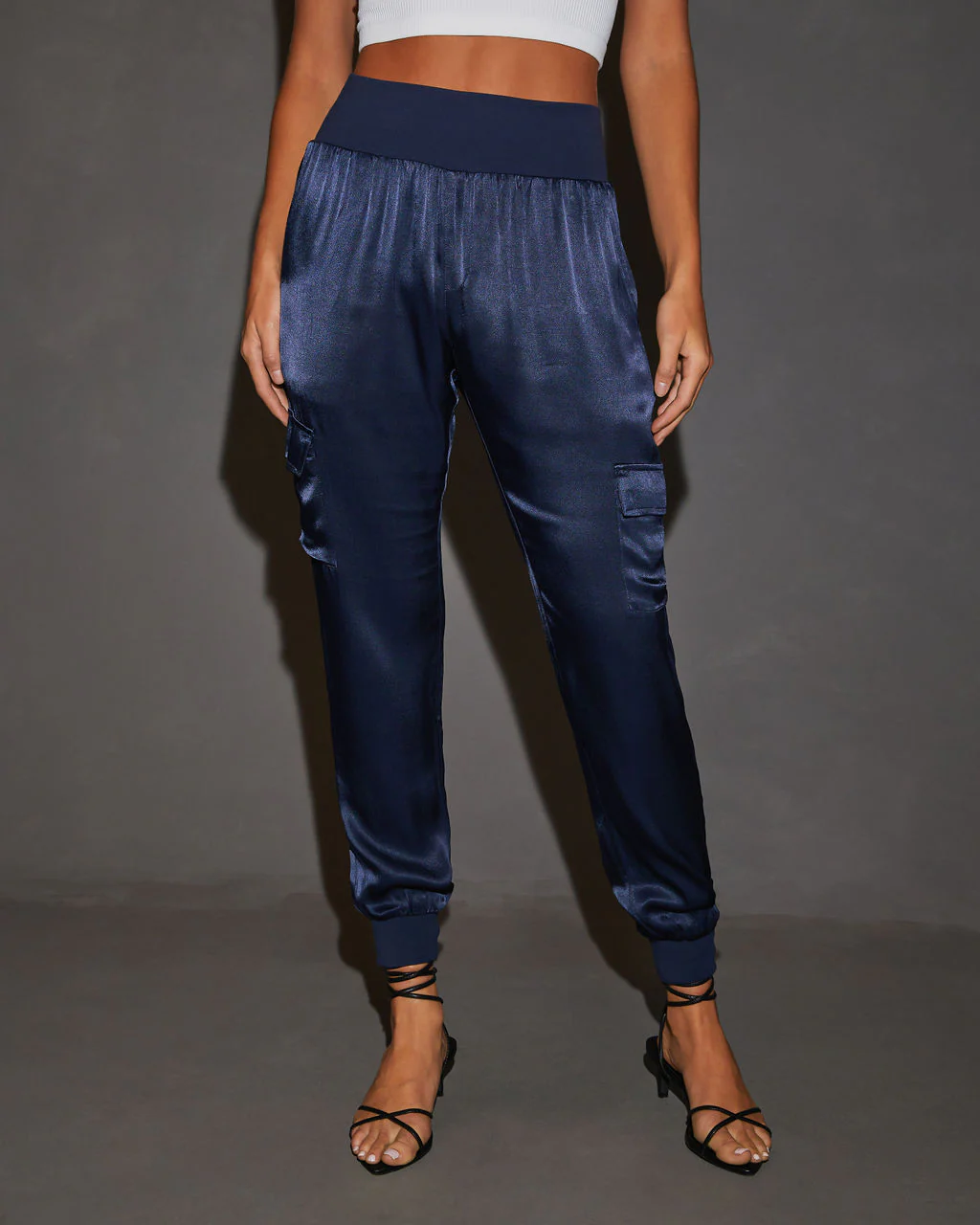 Luxe Look Satin Pocketed Joggers - Image 21