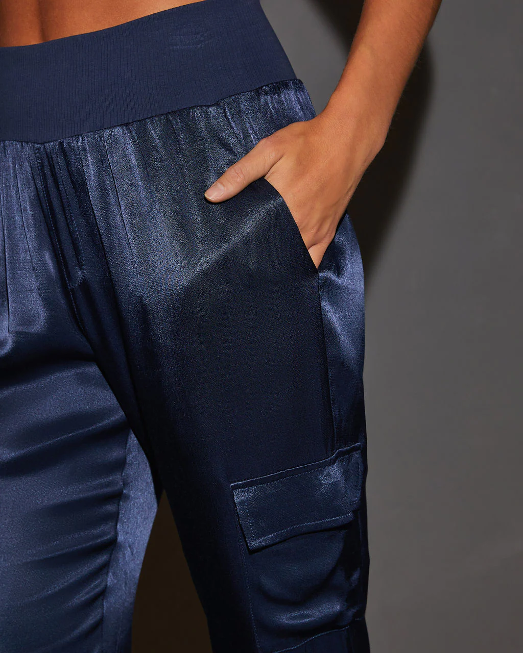 Luxe Look Satin Pocketed Joggers - Image 24