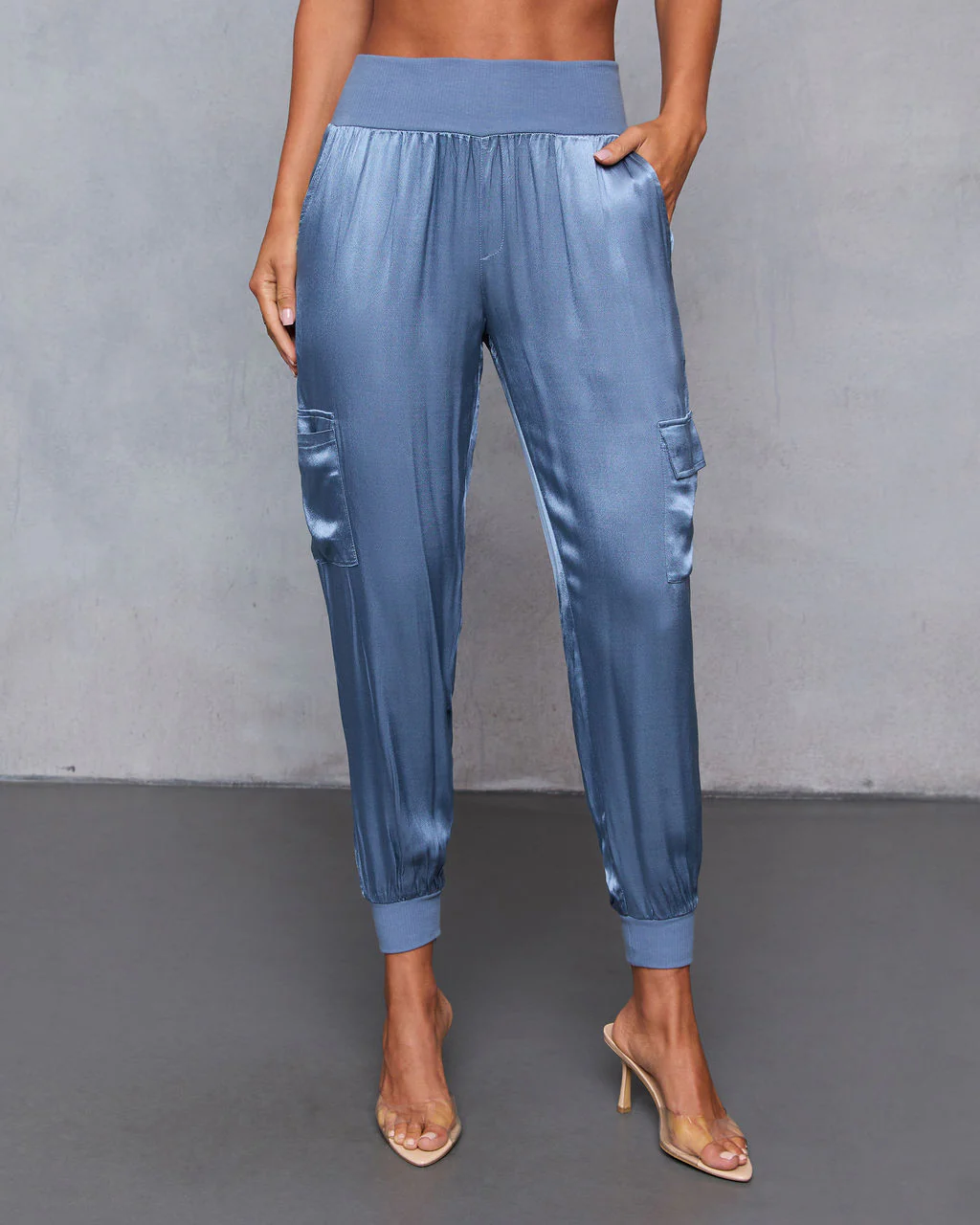 Luxe Look Satin Pocketed Joggers - Image 26