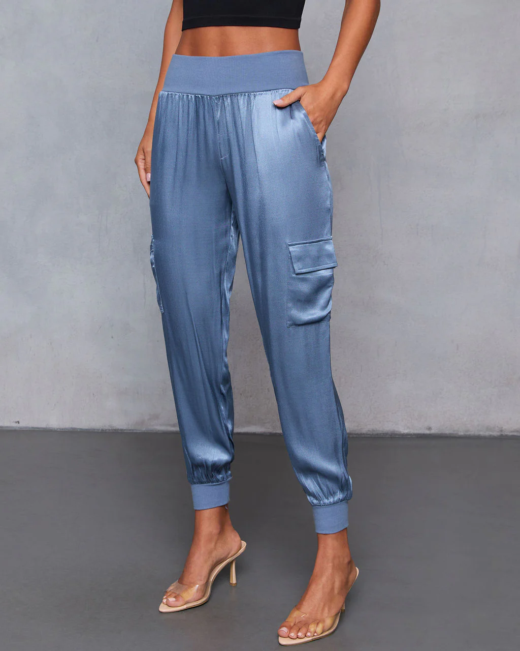 Luxe Look Satin Pocketed Joggers - Image 27