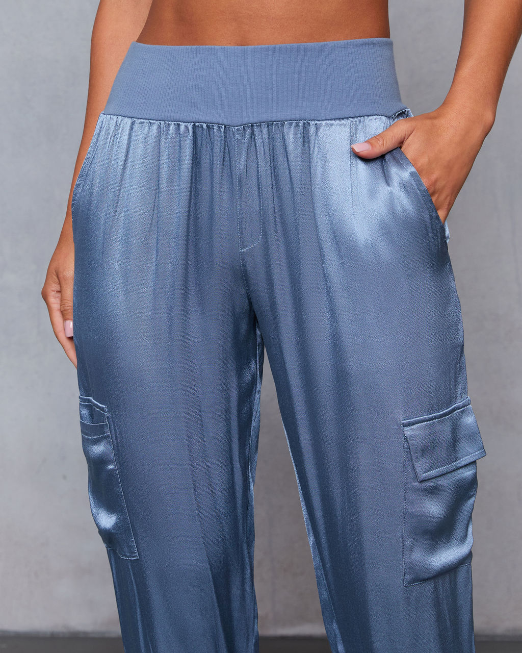 Luxe Look Satin Pocketed Joggers - Image 30
