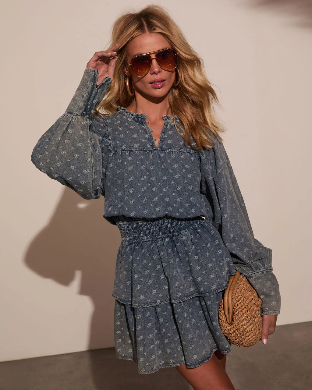 Luzie Tiered Denim Mini Dress - Image 2
