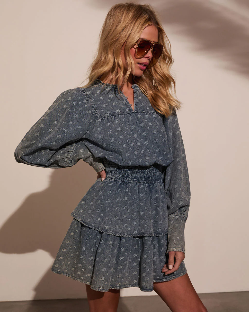 Luzie Tiered Denim Mini Dress - Image 3