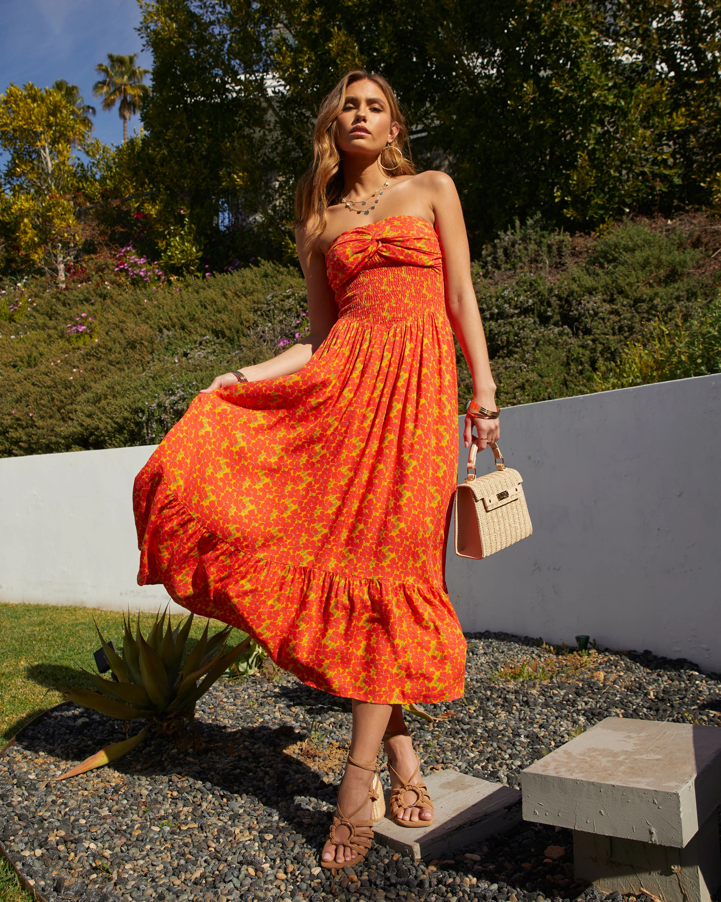 Lynelle Strapless Floral Smocked Midi Dress - Image 9