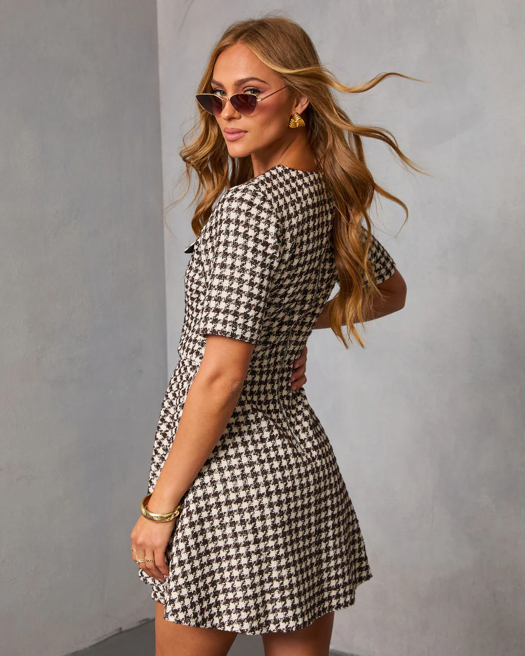 Lysette Tweed Houndstooth Mini Dress - Image 4