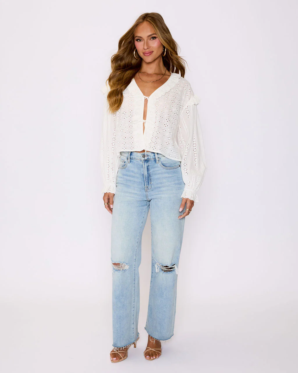 Mabel Ruffle Tie Front Blouse - Image 2