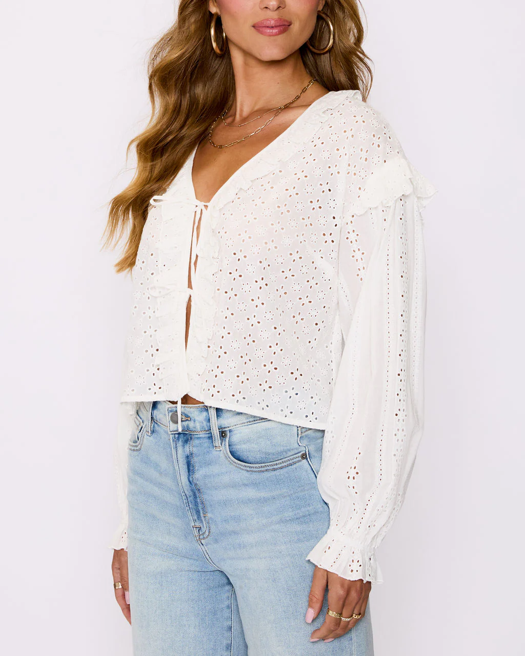 Mabel Ruffle Tie Front Blouse - Image 3