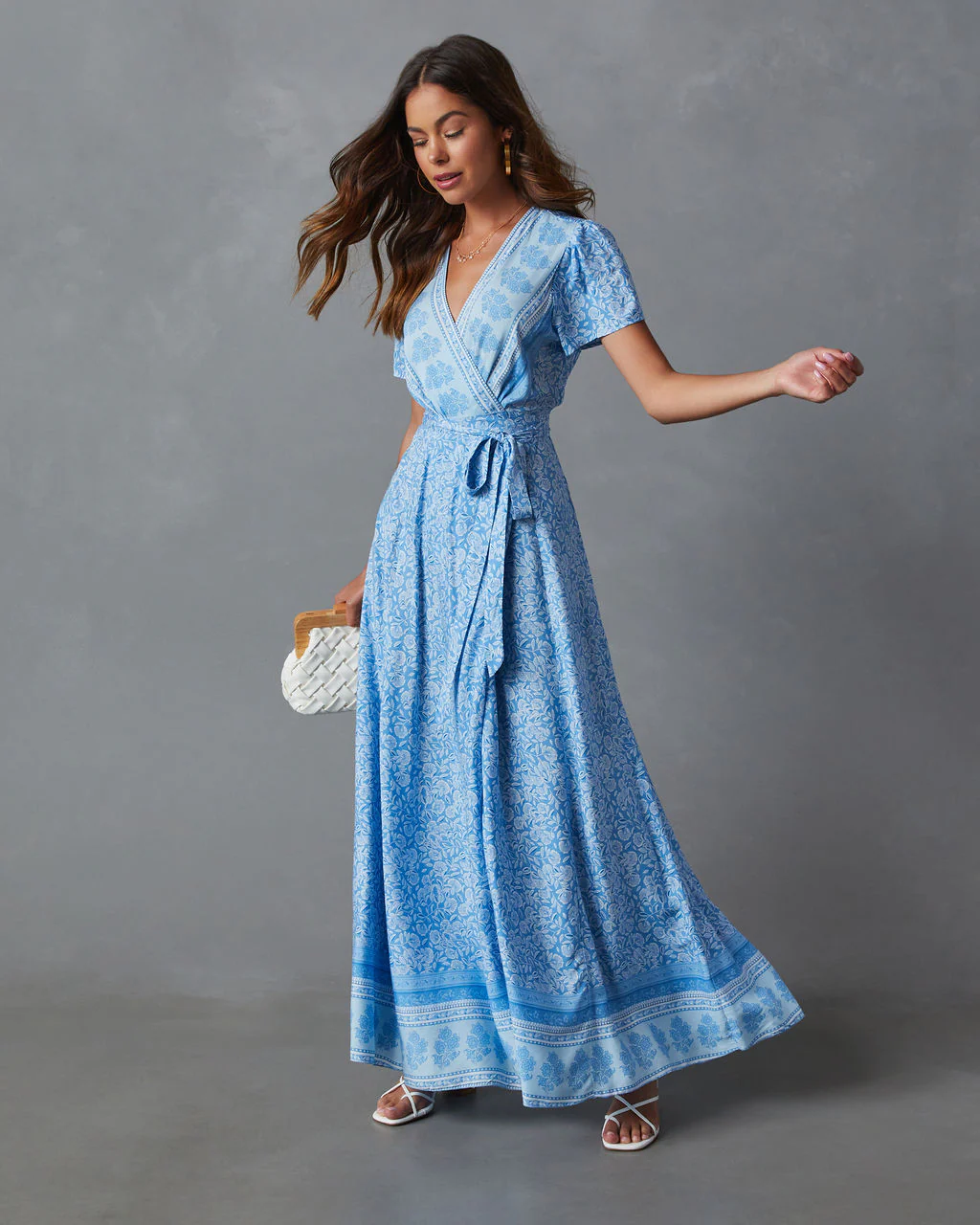Mae Printed Short Sleeve Wrap Maxi Dress - Image 4