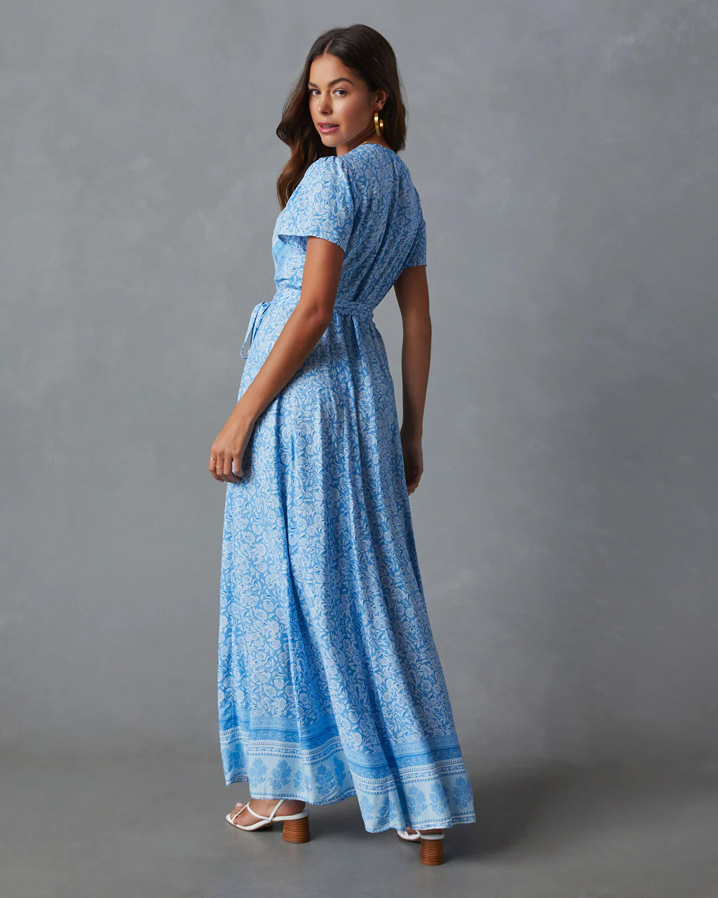 Mae Printed Short Sleeve Wrap Maxi Dress - Image 5