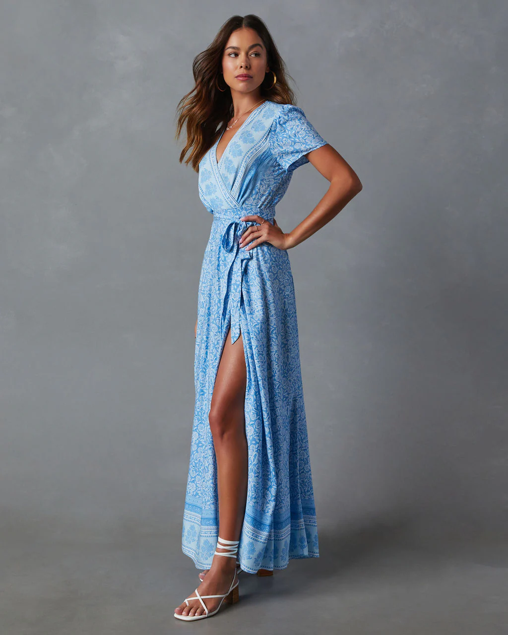 Mae Printed Short Sleeve Wrap Maxi Dress - Image 6