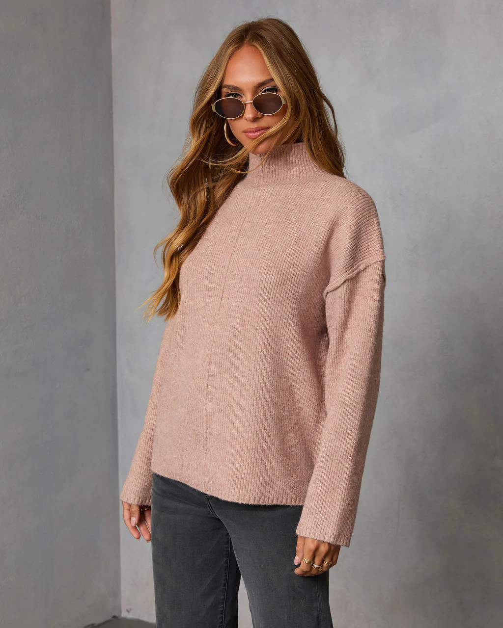 Malia Mock Neck Seamed Sweater - Image 3