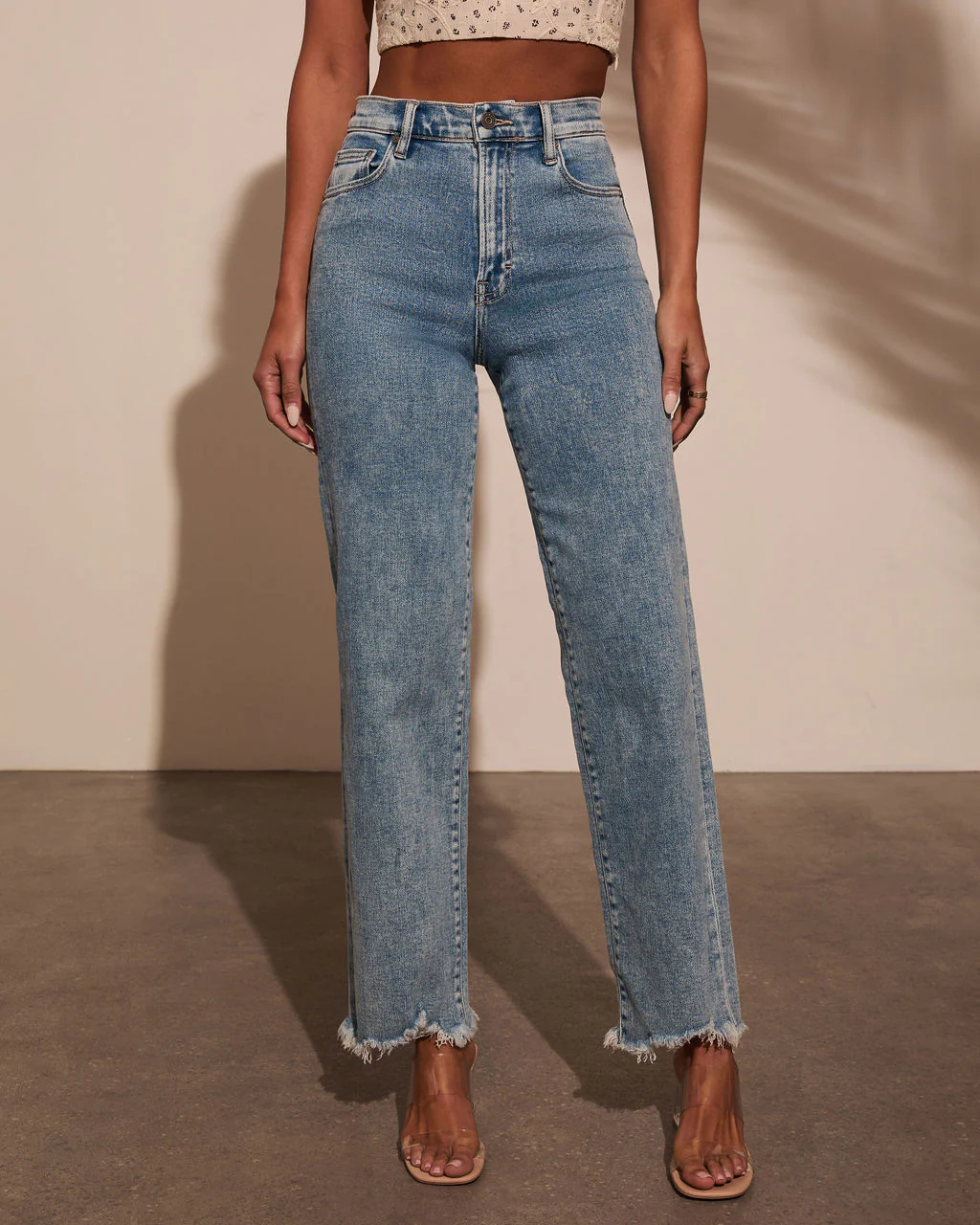 Mandy High Rise Stretch Frayed Relaxed Denim - Image 2