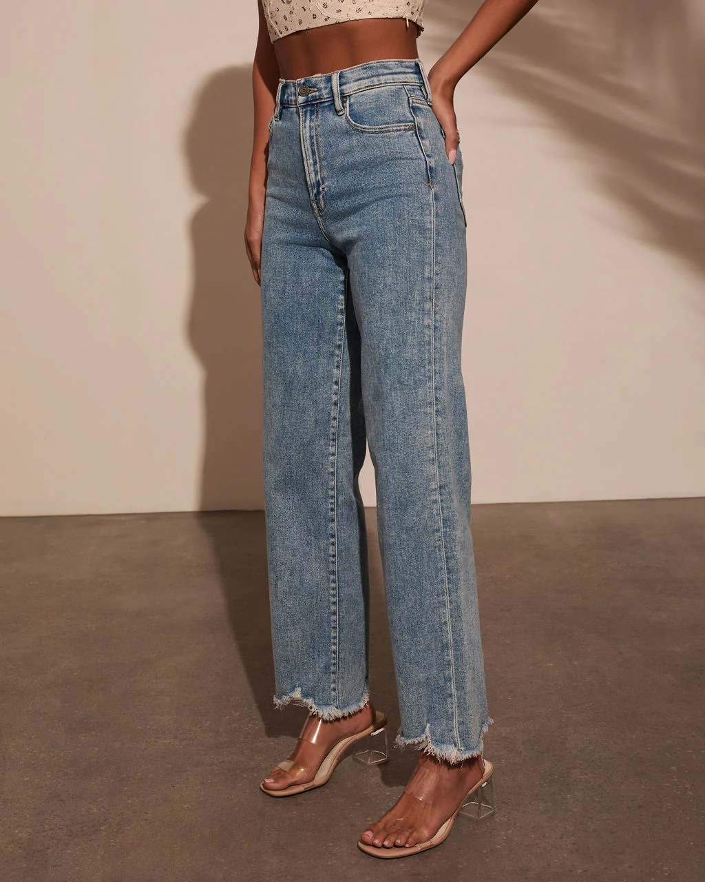 Mandy High Rise Stretch Frayed Relaxed Denim - Image 3