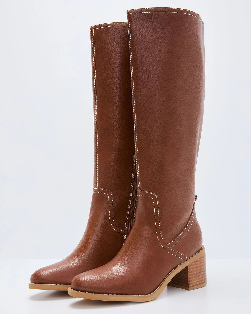 Maple Butter Faux Leather Knee High Riding Boot - Image 8