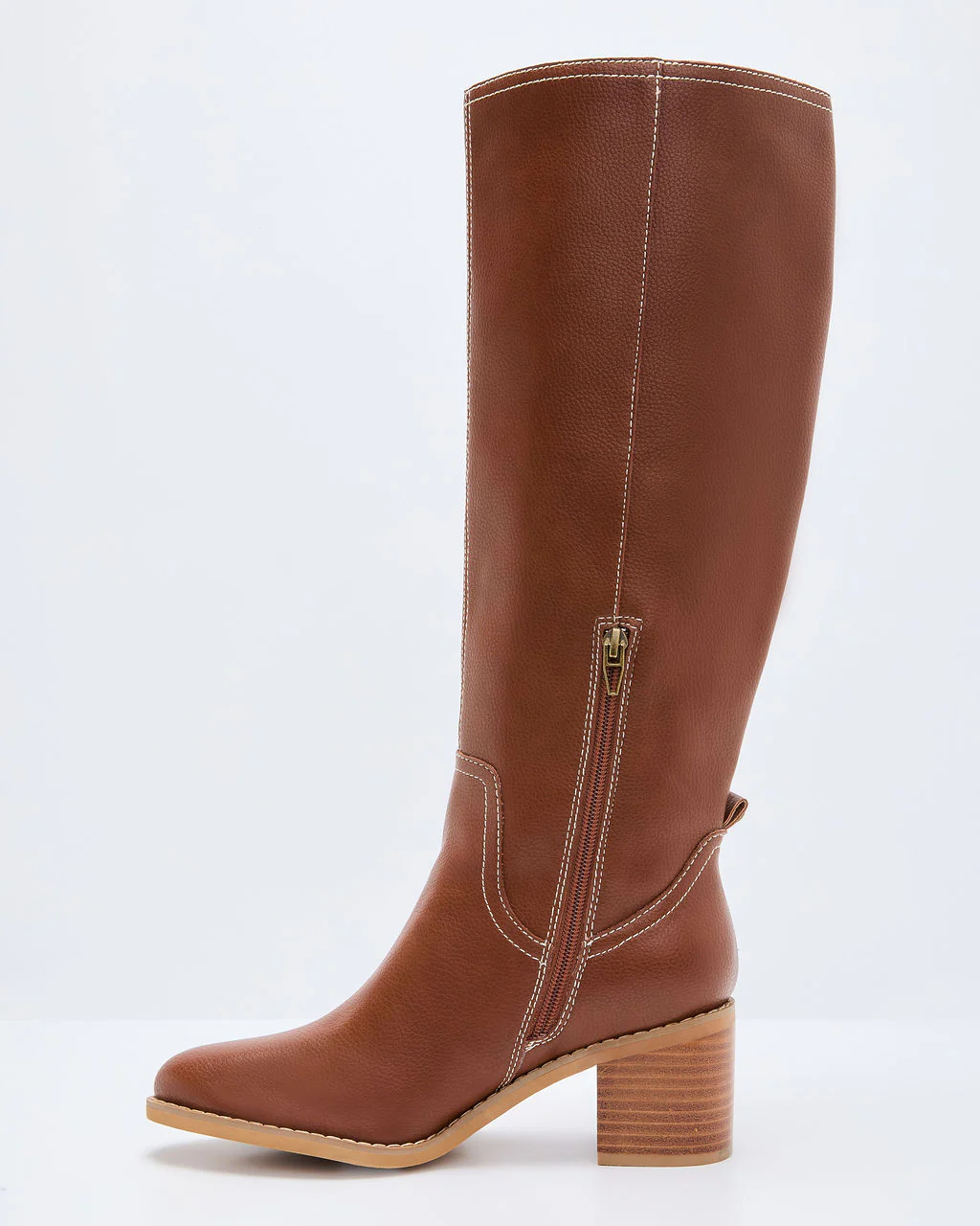 Maple Butter Faux Leather Knee High Riding Boot - Image 9
