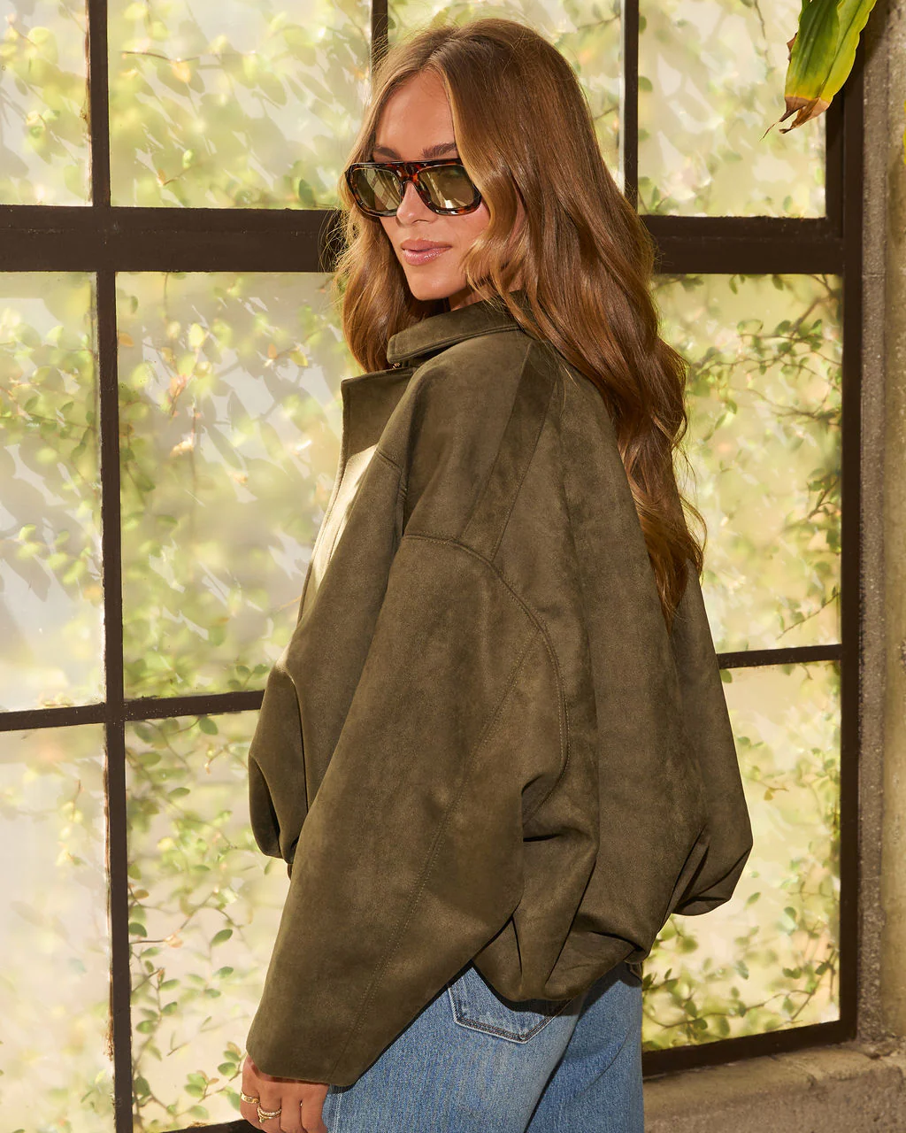 Maple Mornings Suede Bubble Hem Bomber Jacket - Image 4
