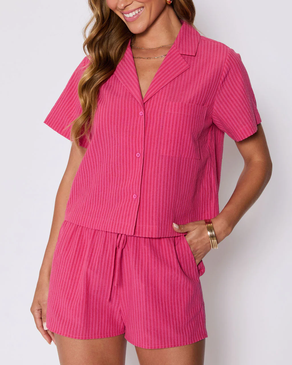 Mara Cotton Striped Tie Front Top - Image 5