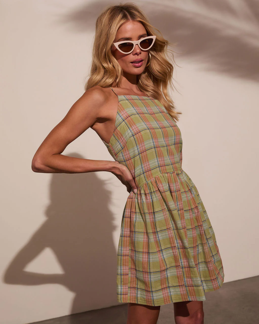 Marbella Plaid Mini Dress - Image 3