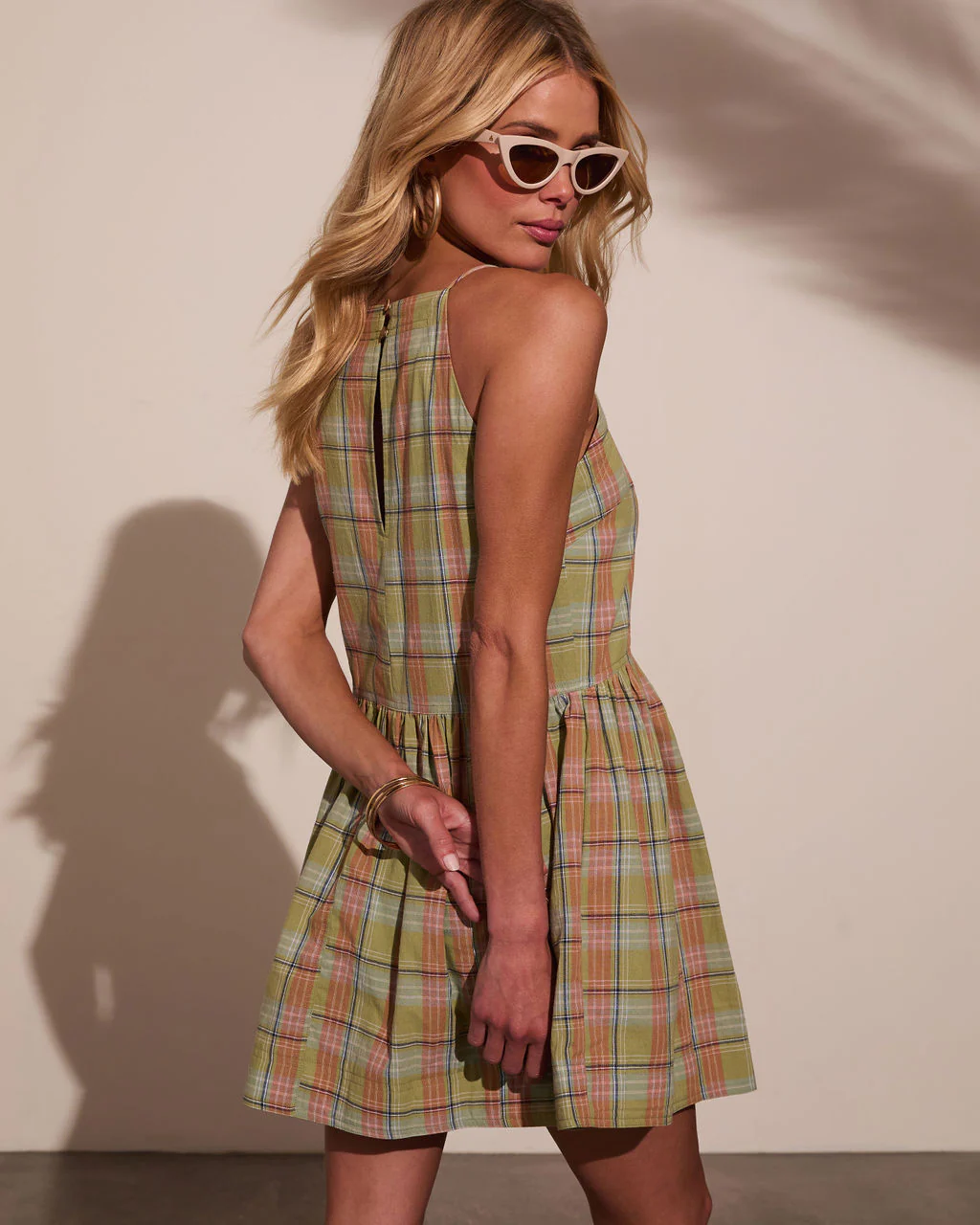 Marbella Plaid Mini Dress - Image 4