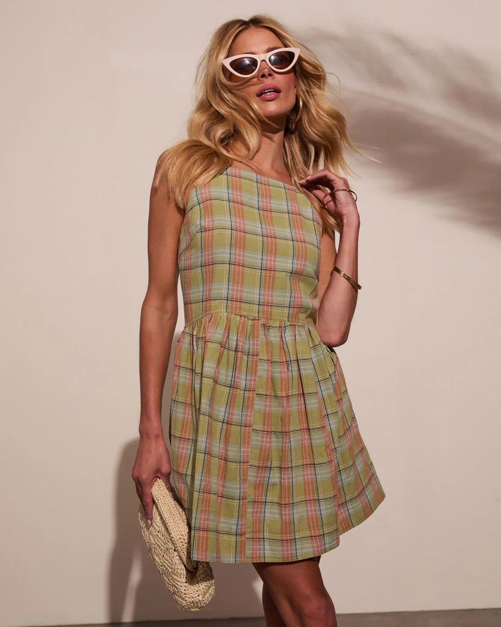 Marbella Plaid Mini Dress - Image 5