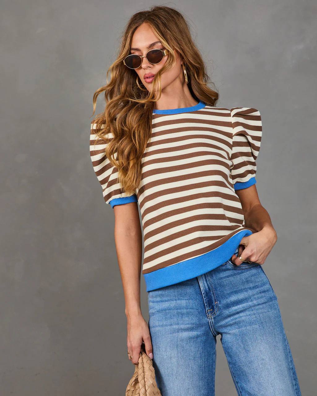Marcine Striped Puff Sleeve Top - Image 2