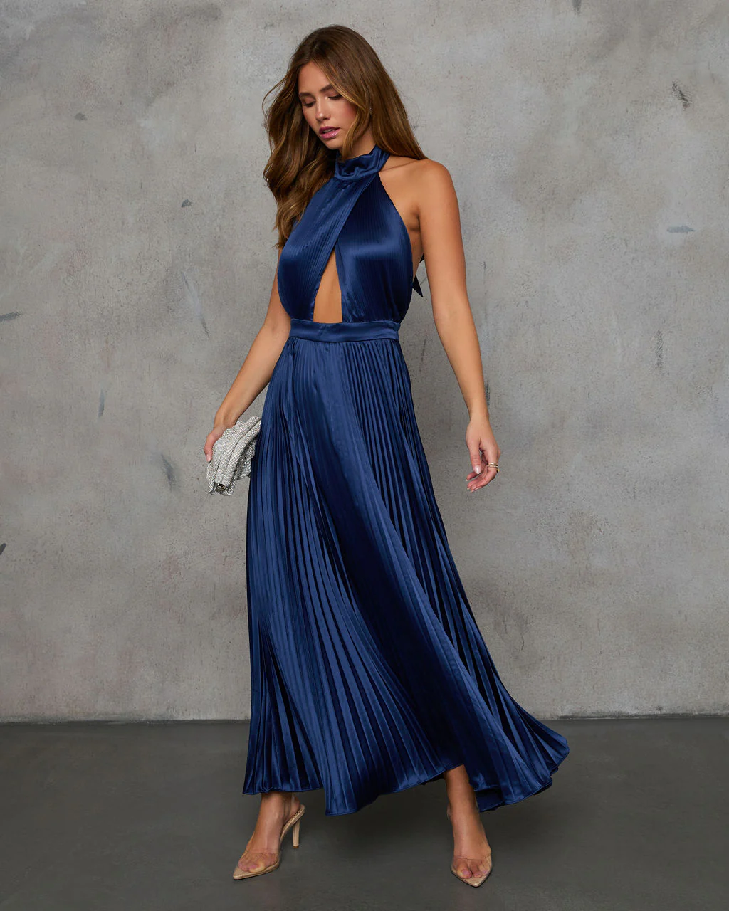 Mariena Halter Neck Plisse Maxi Dress - Image 2